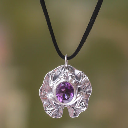 Frog Prince Artisan Crafted Amethyst Frog Necklace