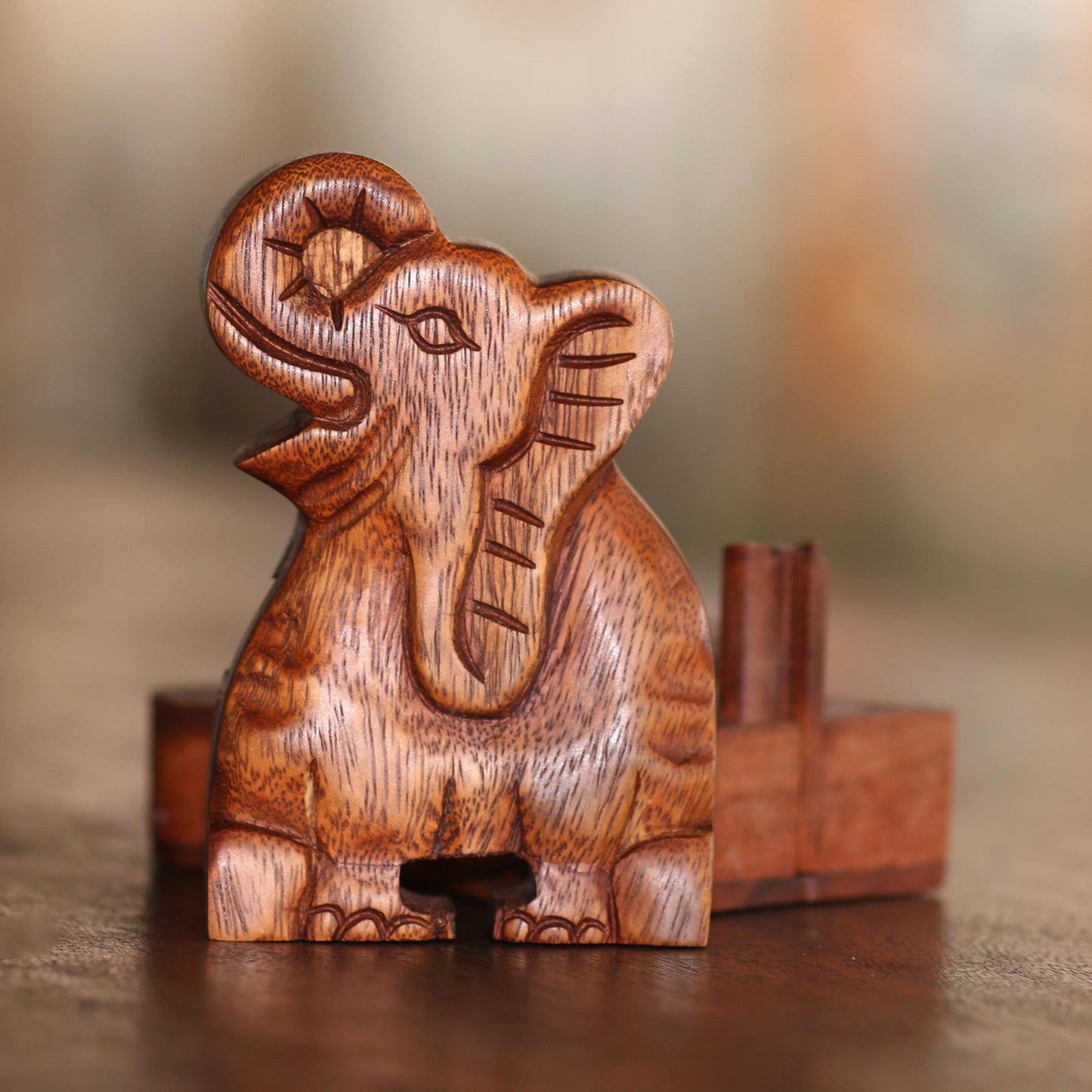 Elephant Secret Elephant Theme Wood Puzzle Box