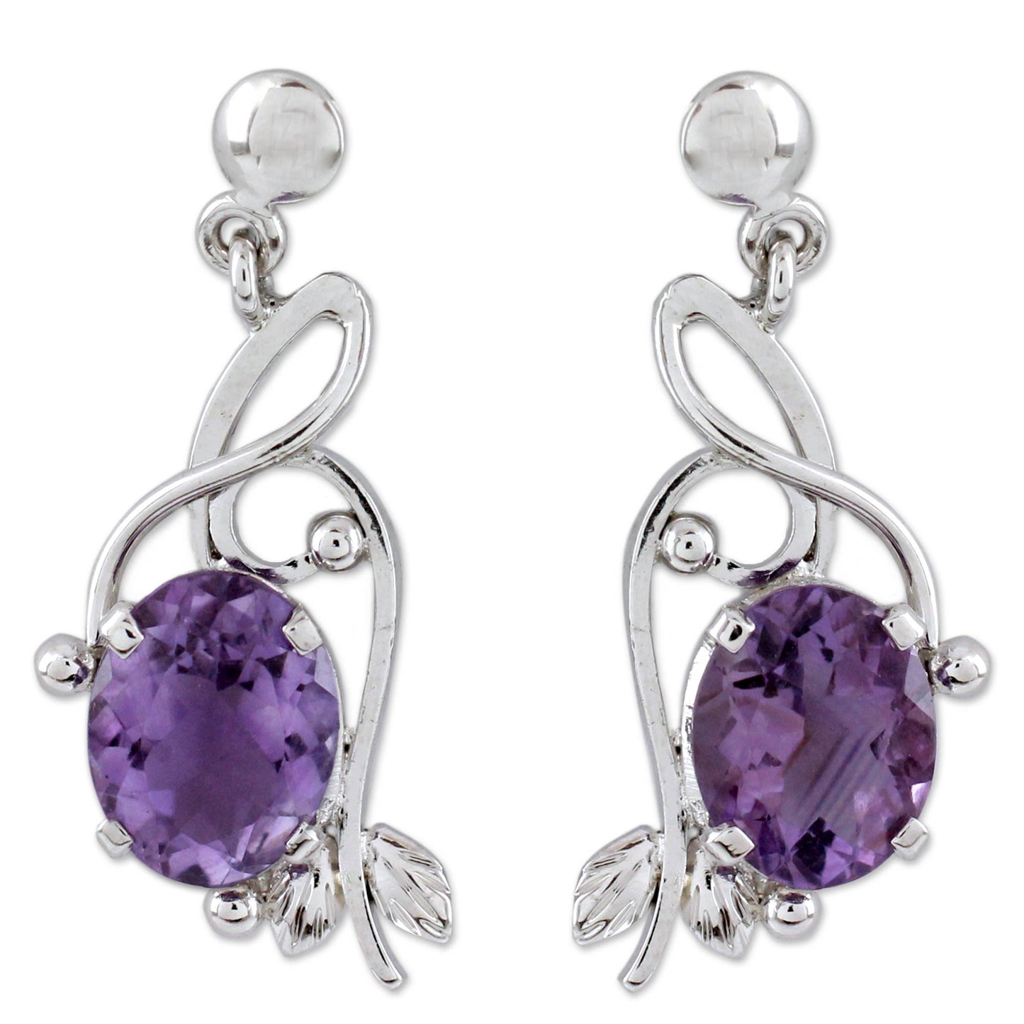 Jungle Orchid Handcrafted 8 Carat Amethyst Earrings