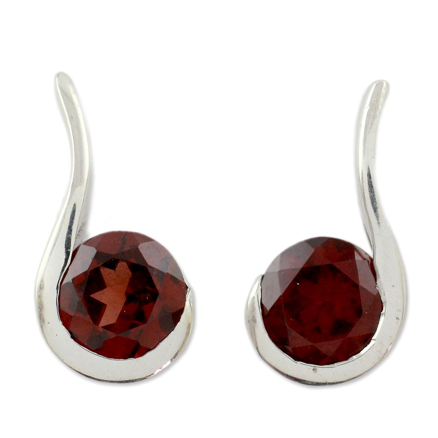 Cherry Droplet Garnet and Sterling Silver Indian Earrings