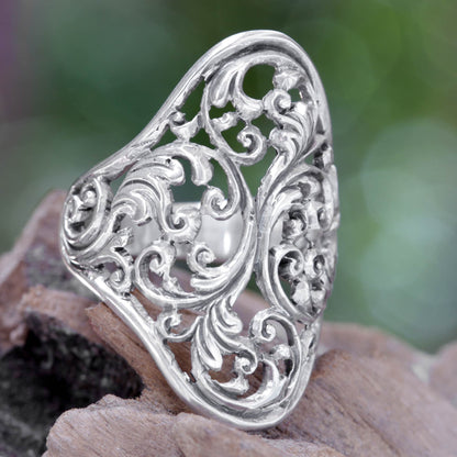 Celuk Fern Silver Floral Cocktail Ring