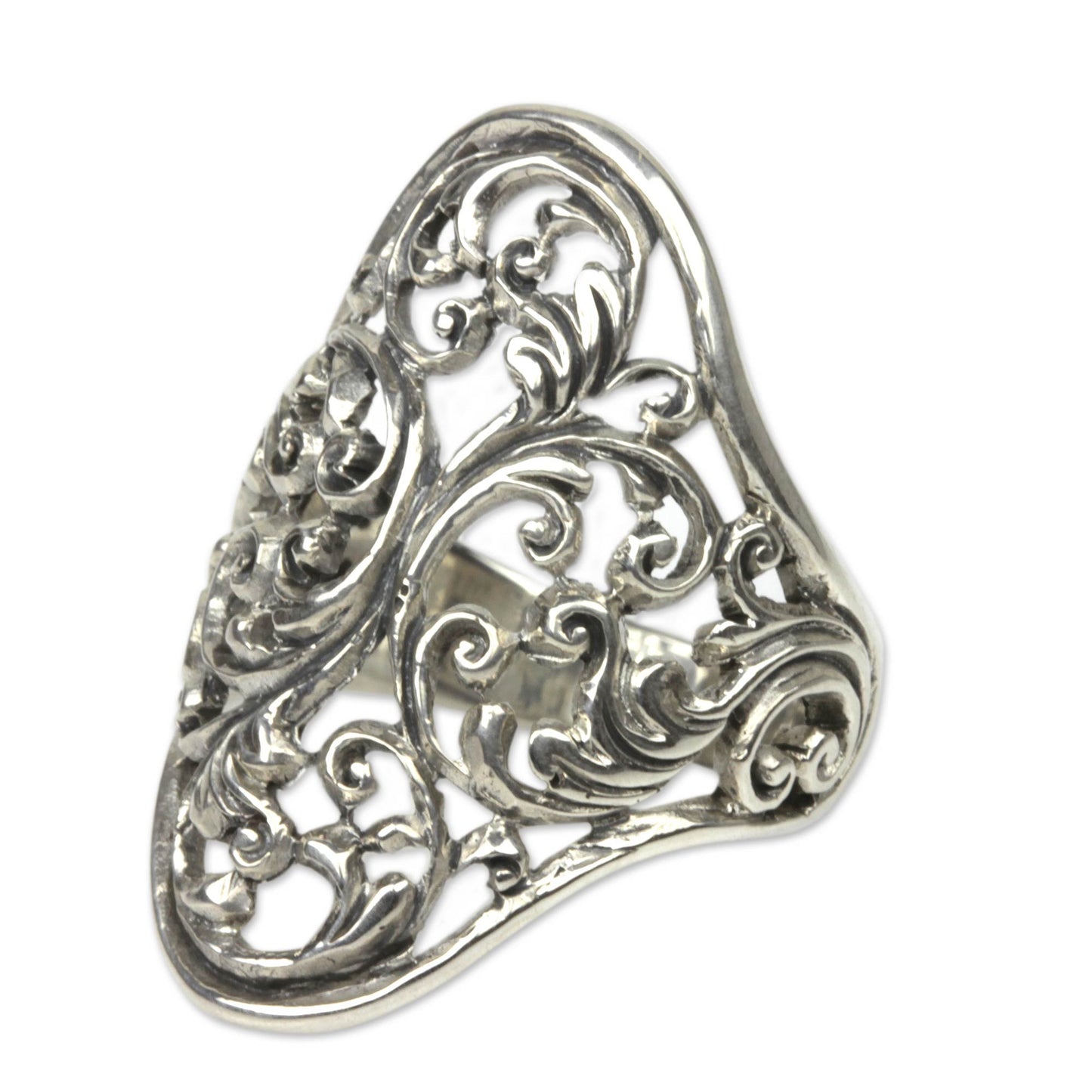 Celuk Fern Silver Floral Cocktail Ring