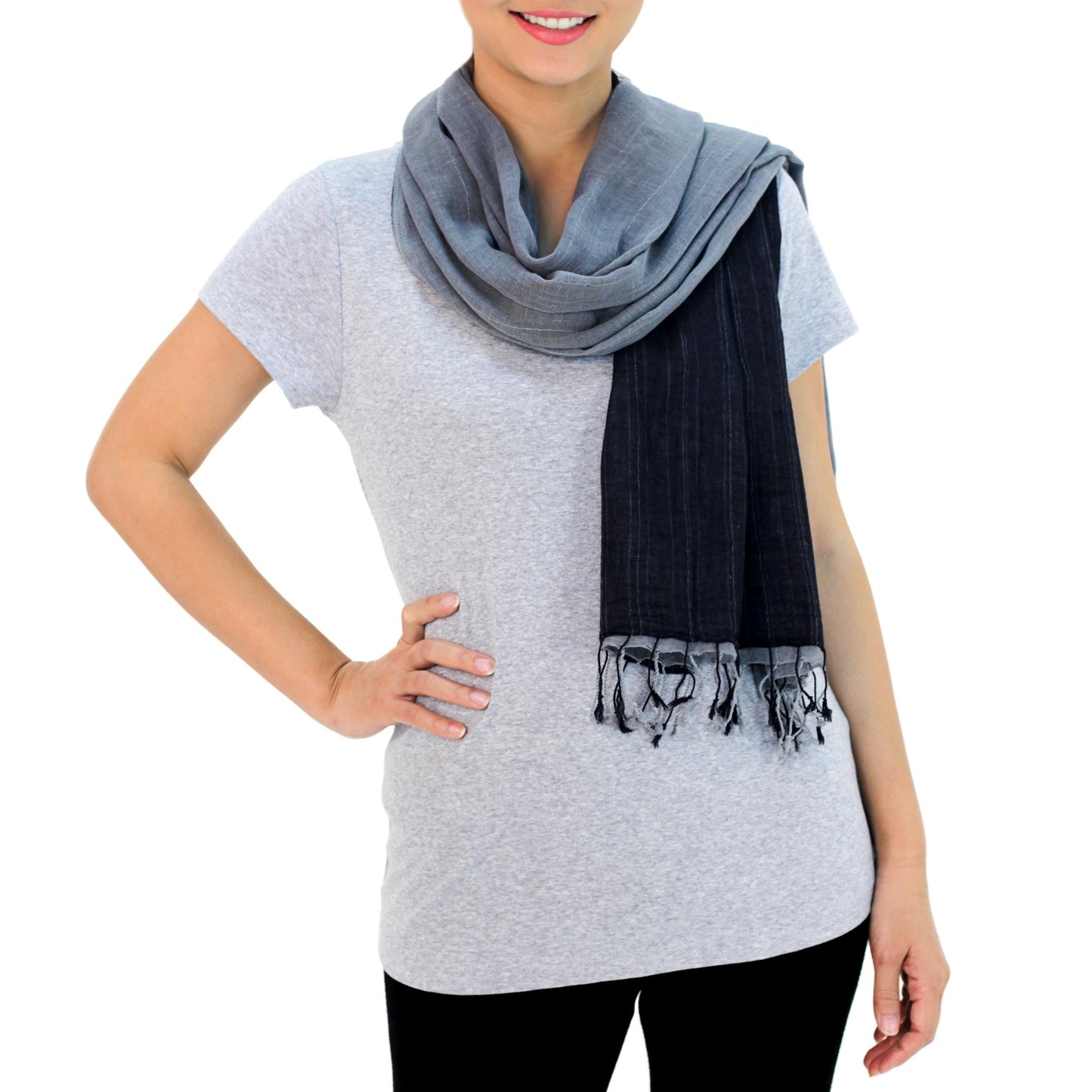 Grey and Black Duo Cotton Scarf