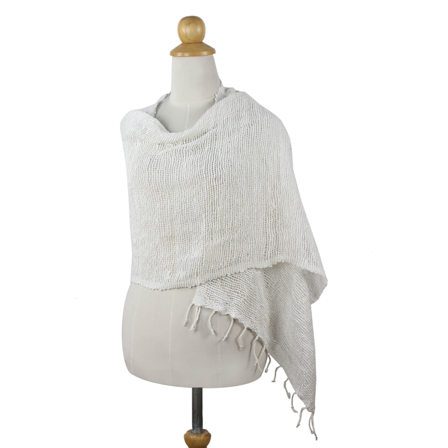 Breezy White Cotton Shawl