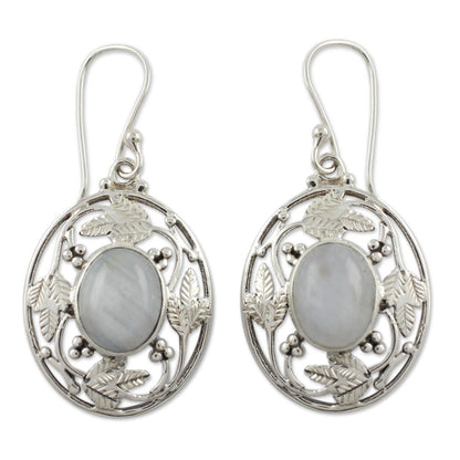 Moonlit Avatar Handcrafted Rainbow Moonstone and Sterling Silver Earrings