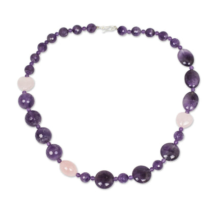 Romance Amethyst and Rose Quartz Handmade Necklace