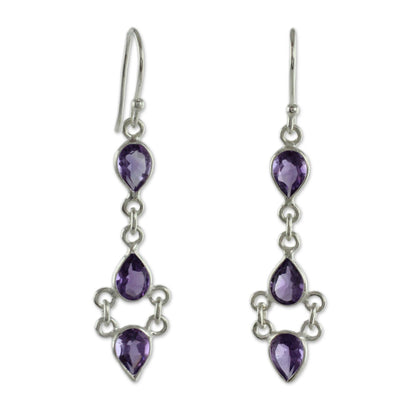 Mystic Wonder Amethyst and Sterling Silver Indian Earrings