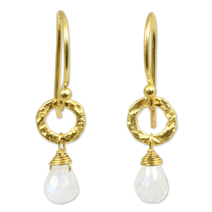 Dewy Suns Fair Trade Gold Plated Earrings with Moonstone