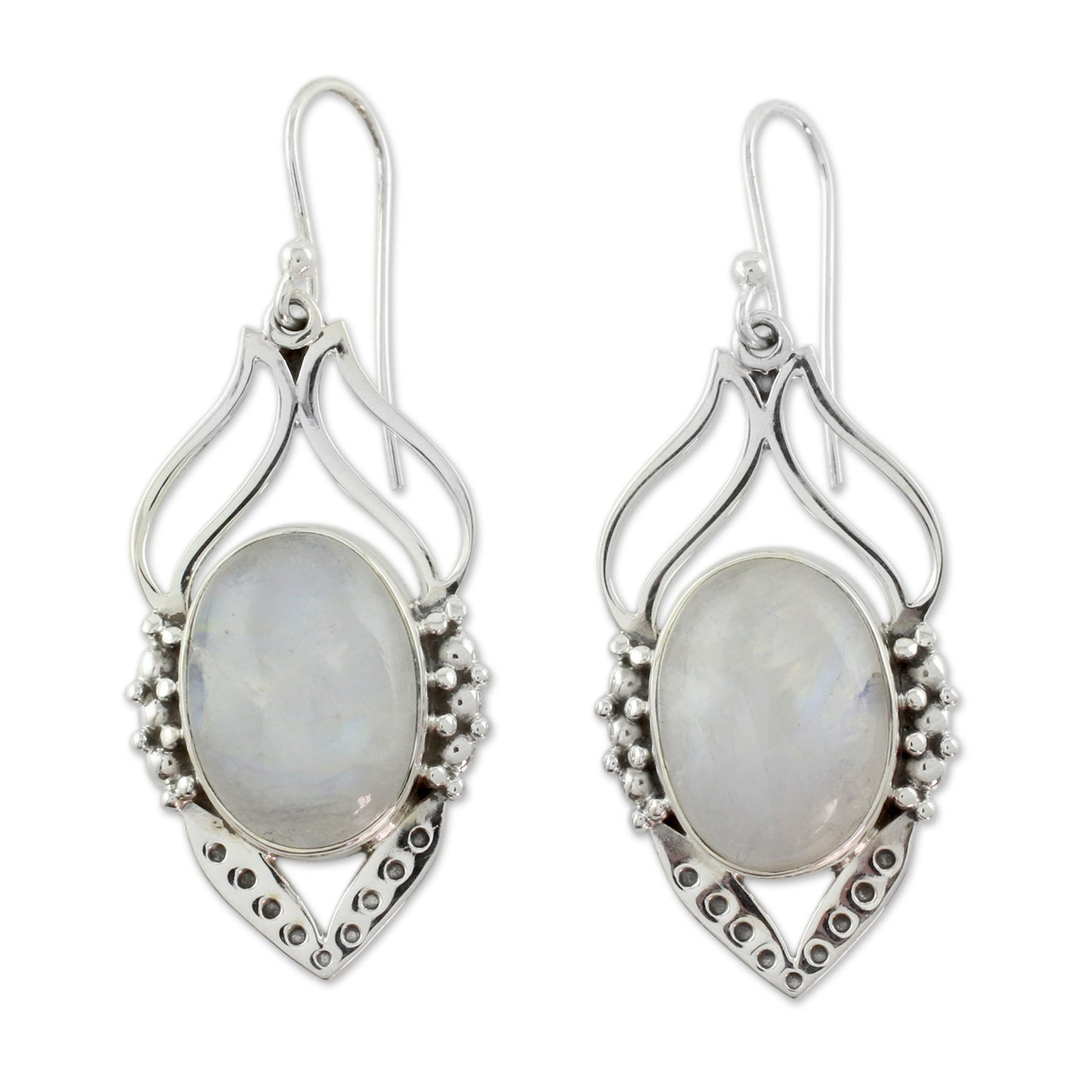 Passion Leaf Moonstone Dangle Earrings