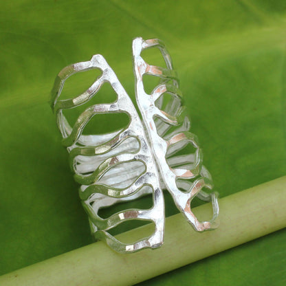 Monarch Thai Hammered Silver Wrap Ring