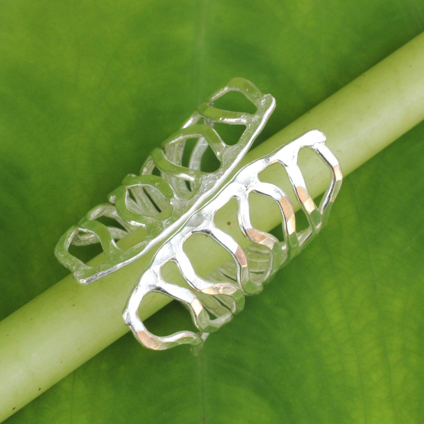 Monarch Thai Hammered Silver Wrap Ring