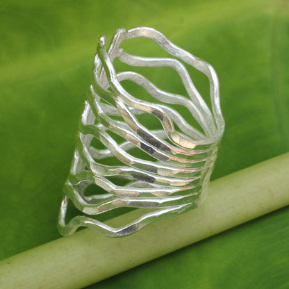 Monarch Thai Hammered Silver Wrap Ring