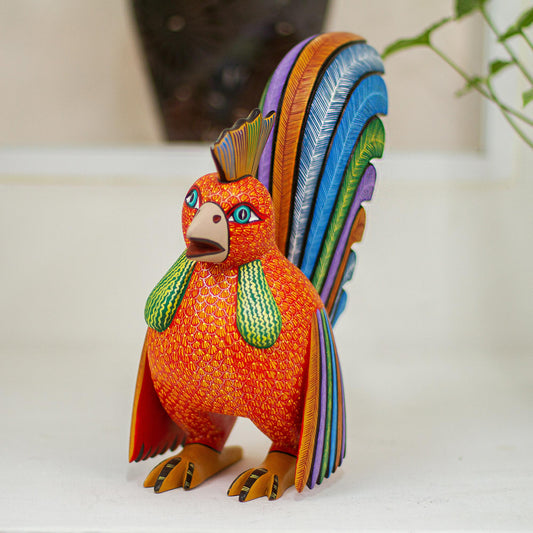 Proud Rooster Rooster Alebrije Sculpture from Mexico