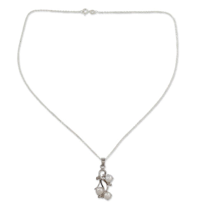Mystic Fruit Sterling Silver and White Pearl Necklace from India