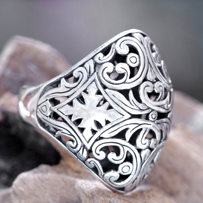 Kedaton Forest Sterling Silver Domed Ring from Bali