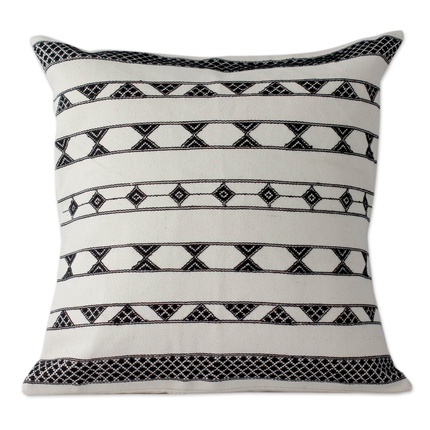 Desert Geometry Hand Crafted Cotton Patterned Cushion Cover (Pair)