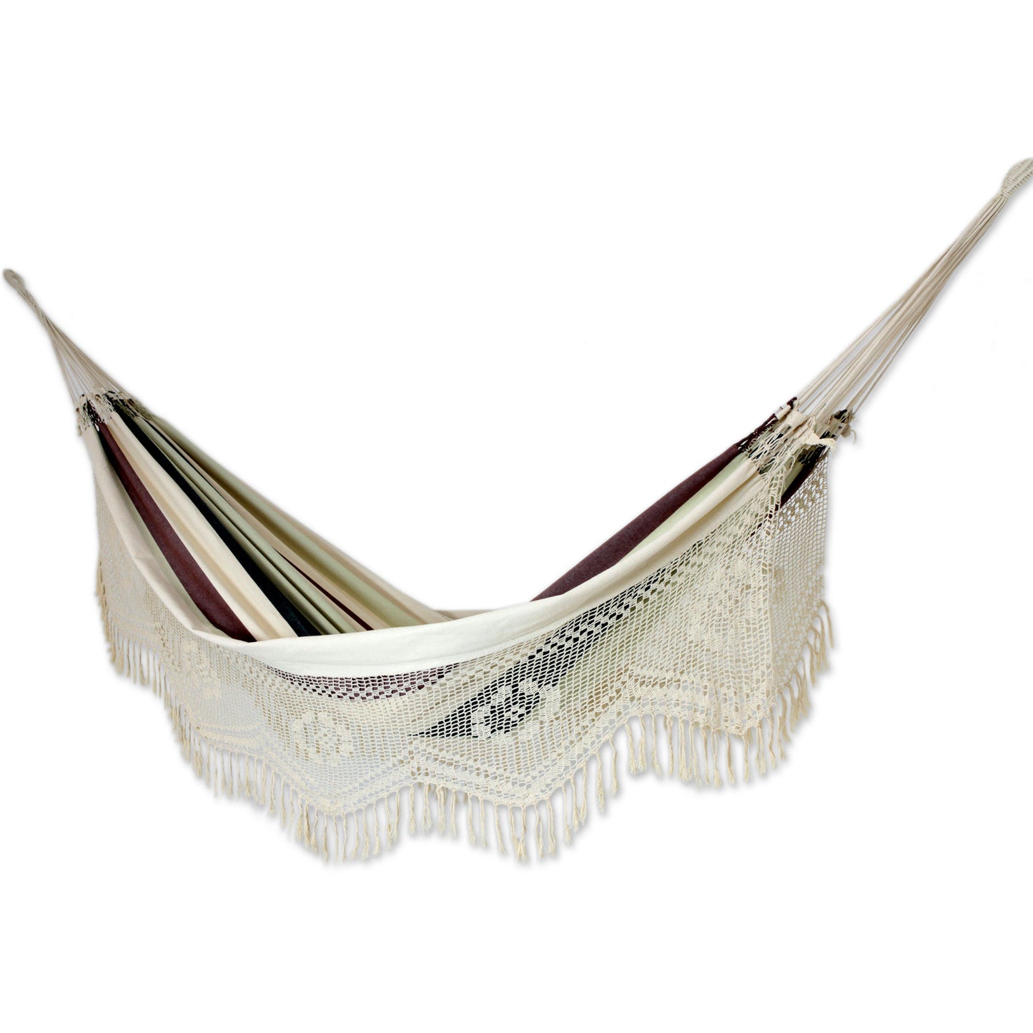 Joyous Earth Brazilian Cotton Hammock Earth Tones Crocheted Trim (Double)