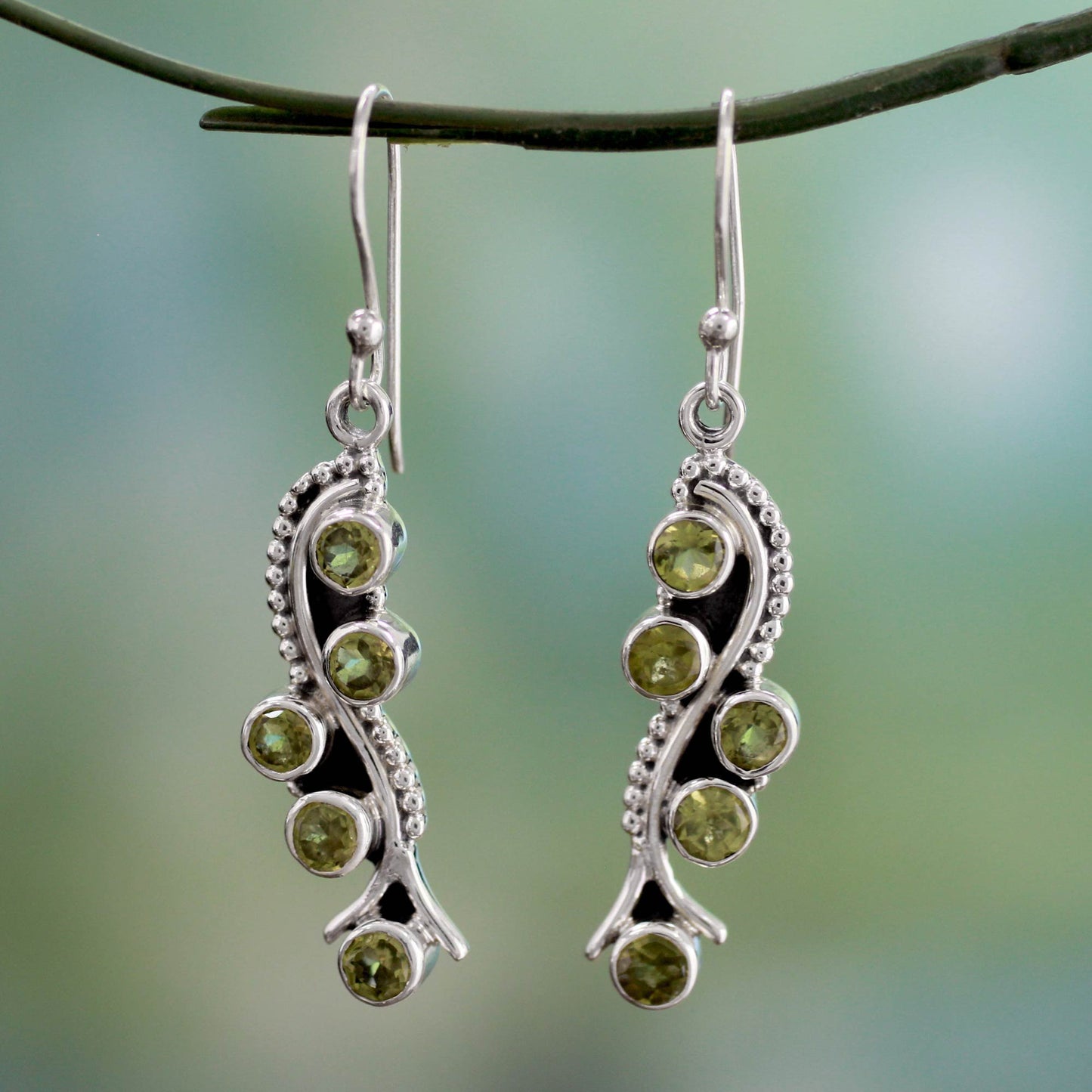 Natural Glow Sterling Silver Earrings with Peridot 2.5 Carats