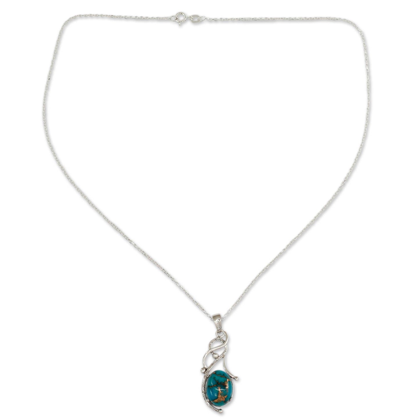 Sky Whisper Blue Composite Turquoise Sterling Silver Necklace from India