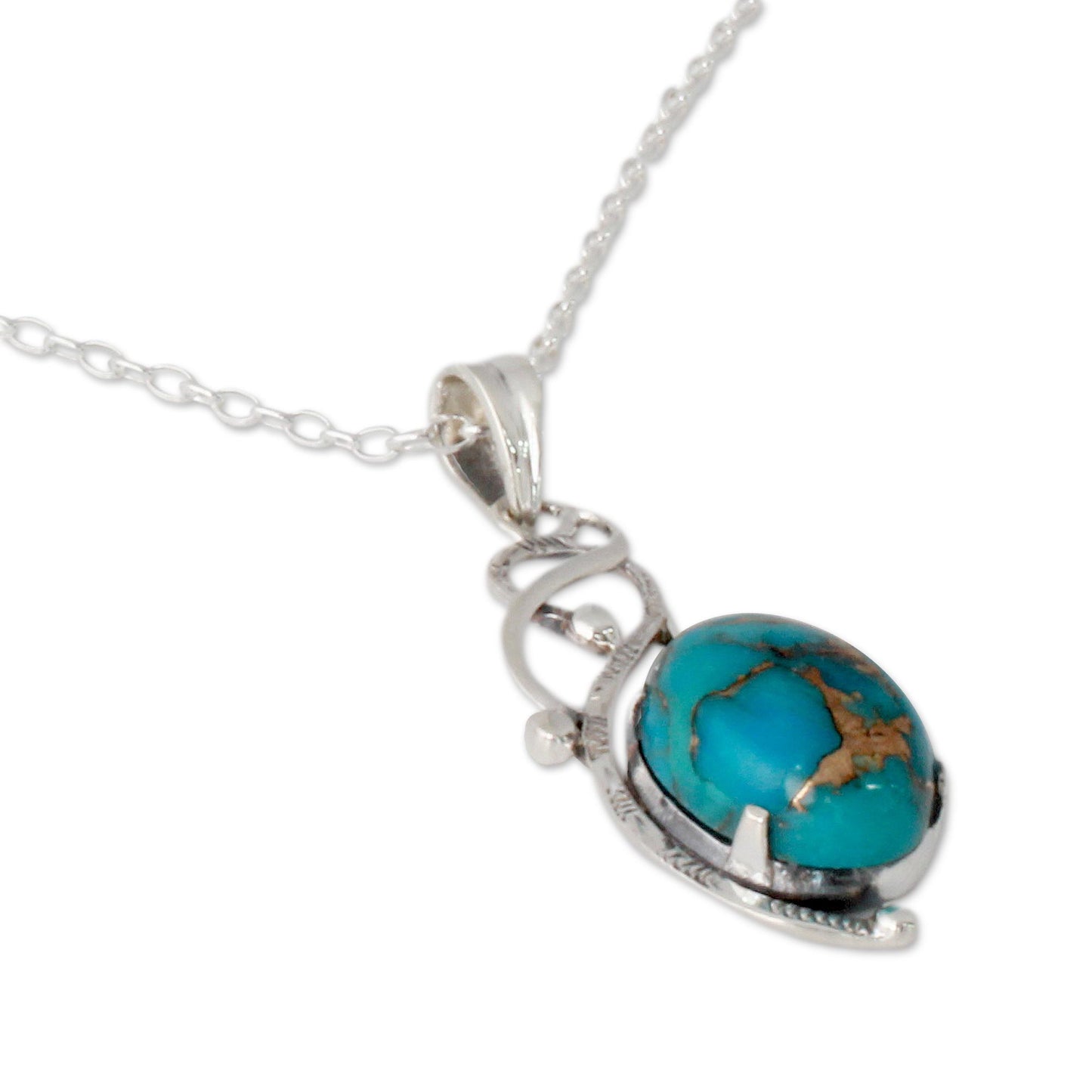 Sky Whisper Blue Composite Turquoise Sterling Silver Necklace from India