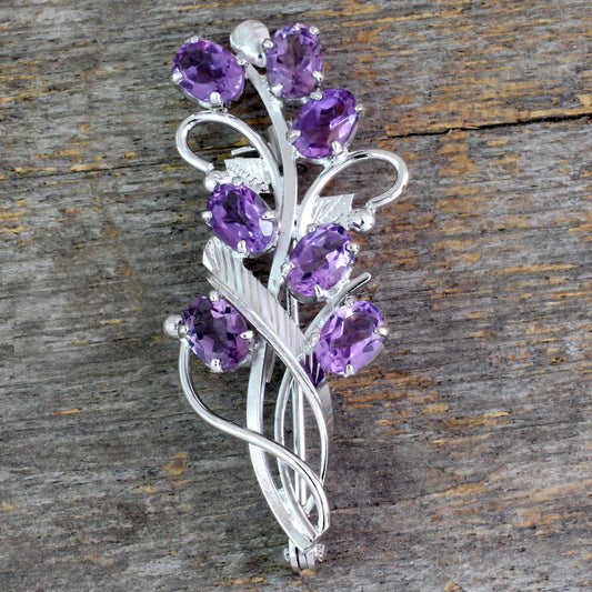 Amethyst Bouquet Sterling Silver Brooch