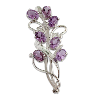 Amethyst Bouquet Sterling Silver Brooch