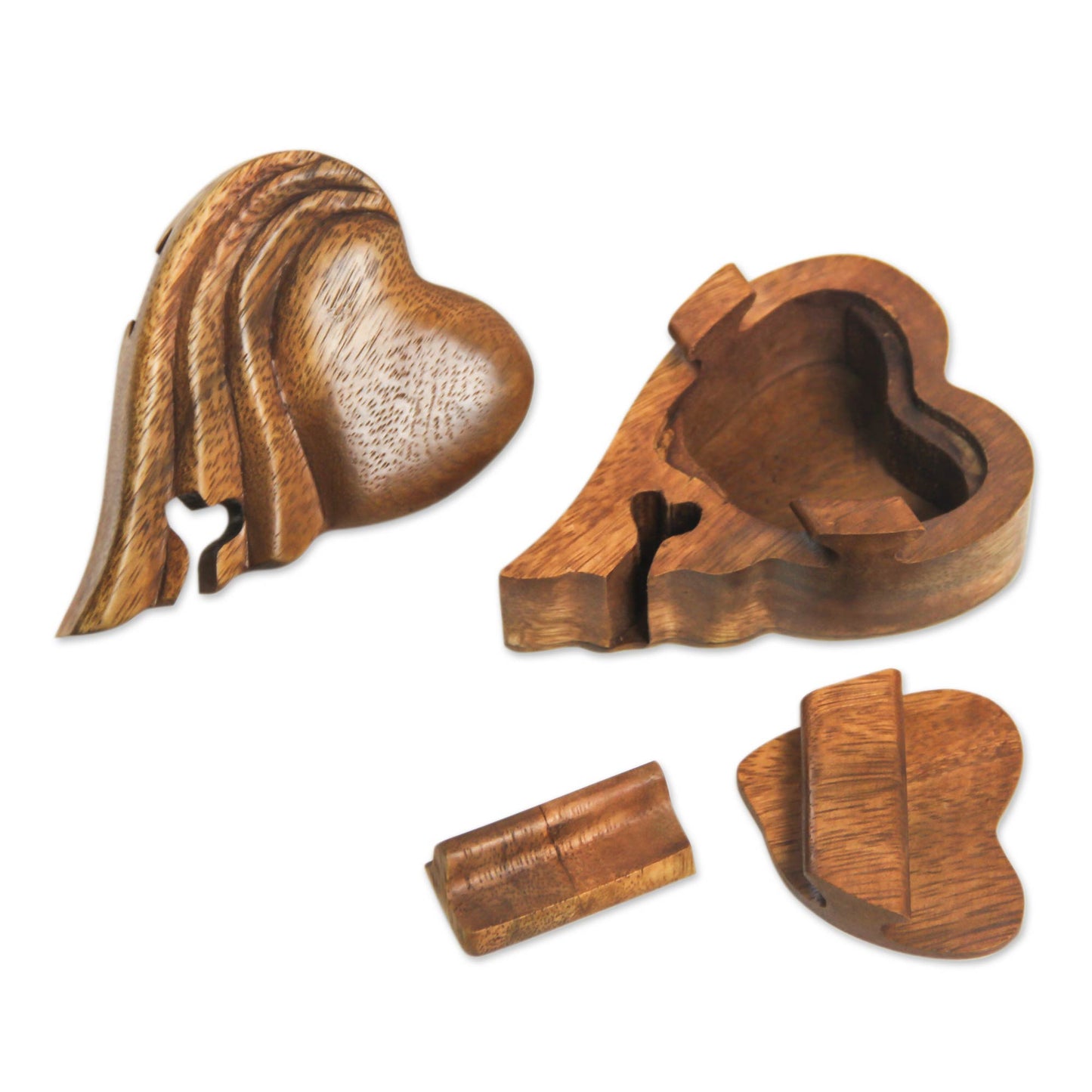 Flying Heart Heart-shaped Wood Puzzle Box