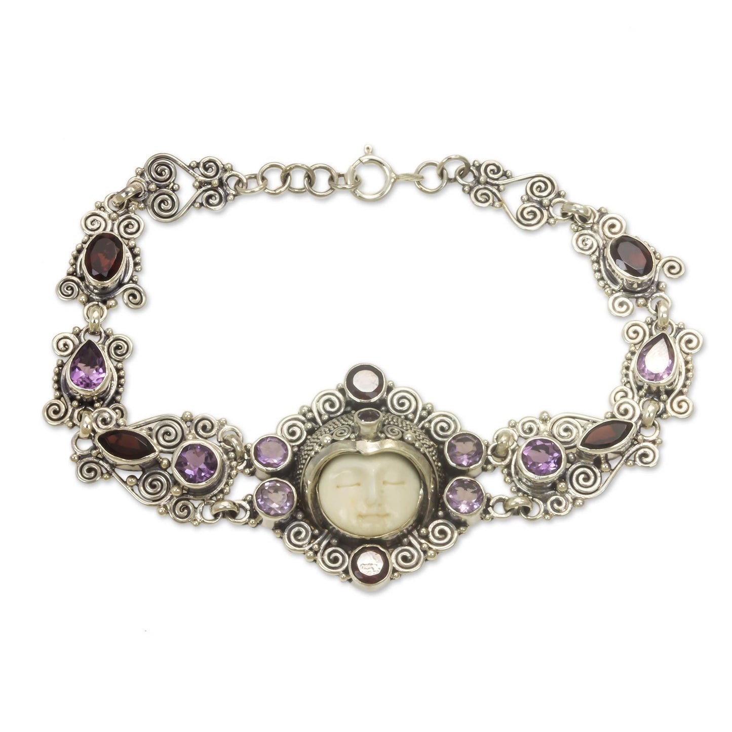 Sleeping Princess Amethyst & Bone Bracelet