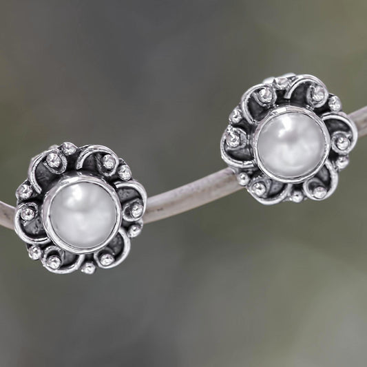 Moonlit Blossoms Pearl Sterling Silver Earrings