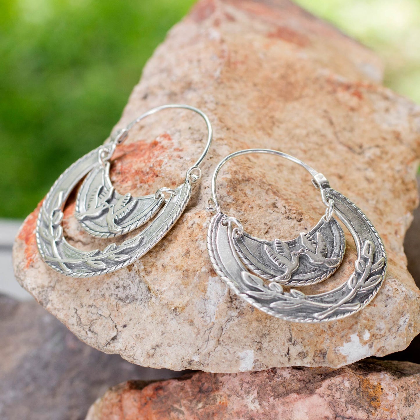 Doves of Peace Handcrafted Sterling Silver Earrings