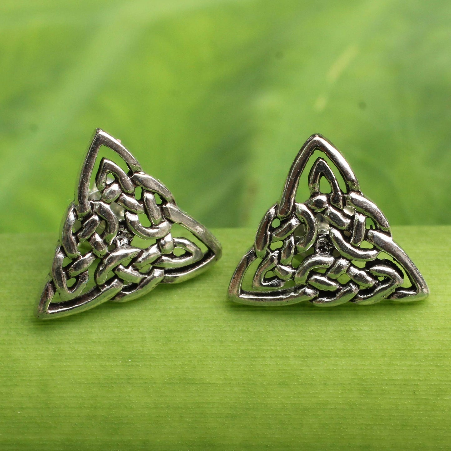 Celtic Triangle Celtic Triangle Knot Button Earrings in Sterling Silver