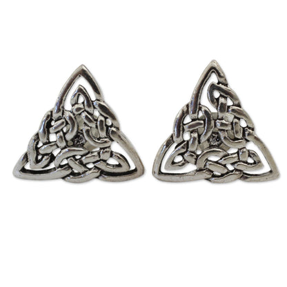 Celtic Triangle Celtic Triangle Knot Button Earrings in Sterling Silver