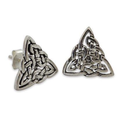 Celtic Triangle Celtic Triangle Knot Button Earrings in Sterling Silver