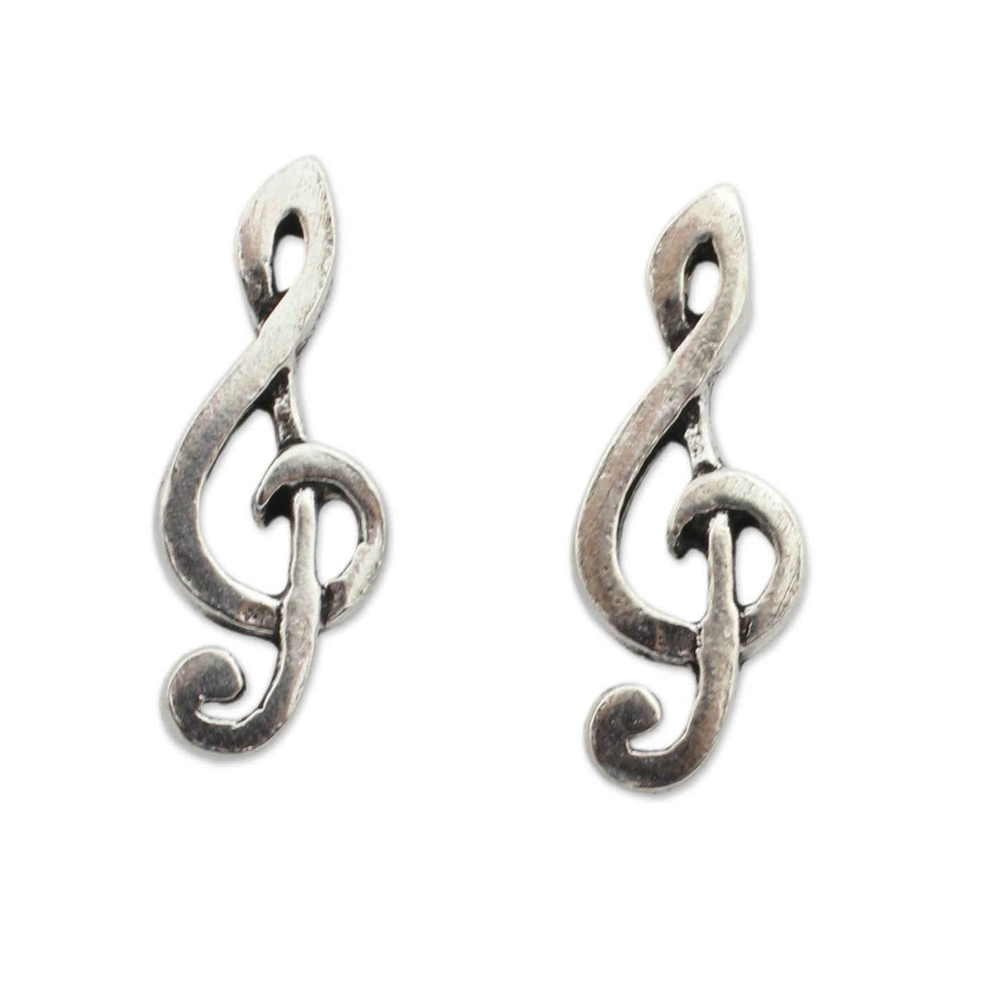 Sol Key Silver Button Earrings