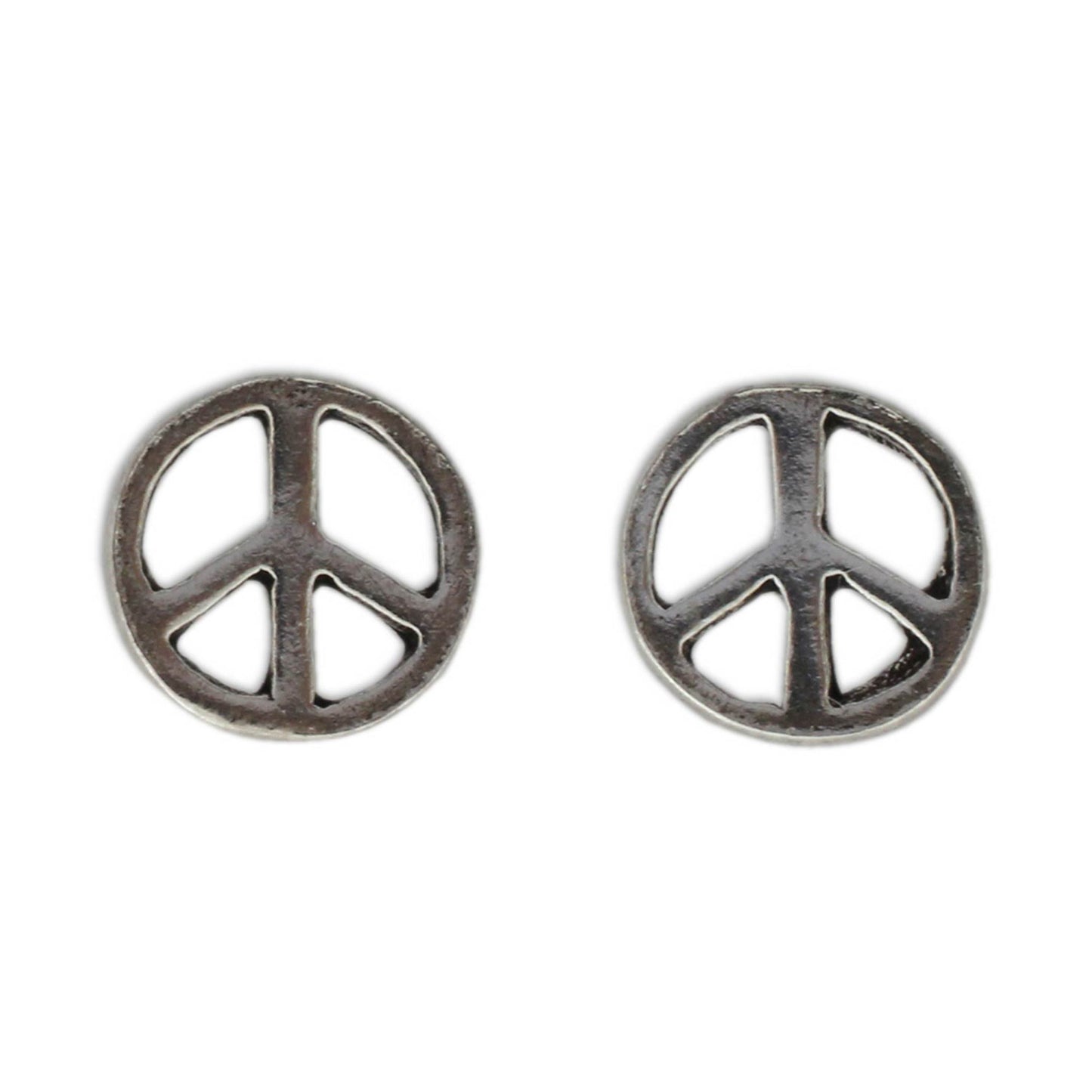 Peace Sign Silver Stud Earrings