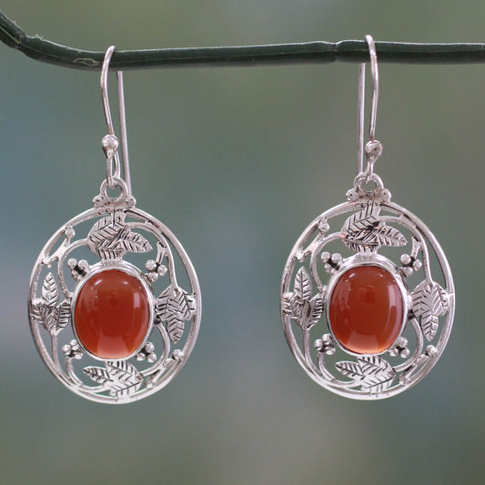 Fiery Avatar Fair Trade Sterling Silver Carnelian Earrings