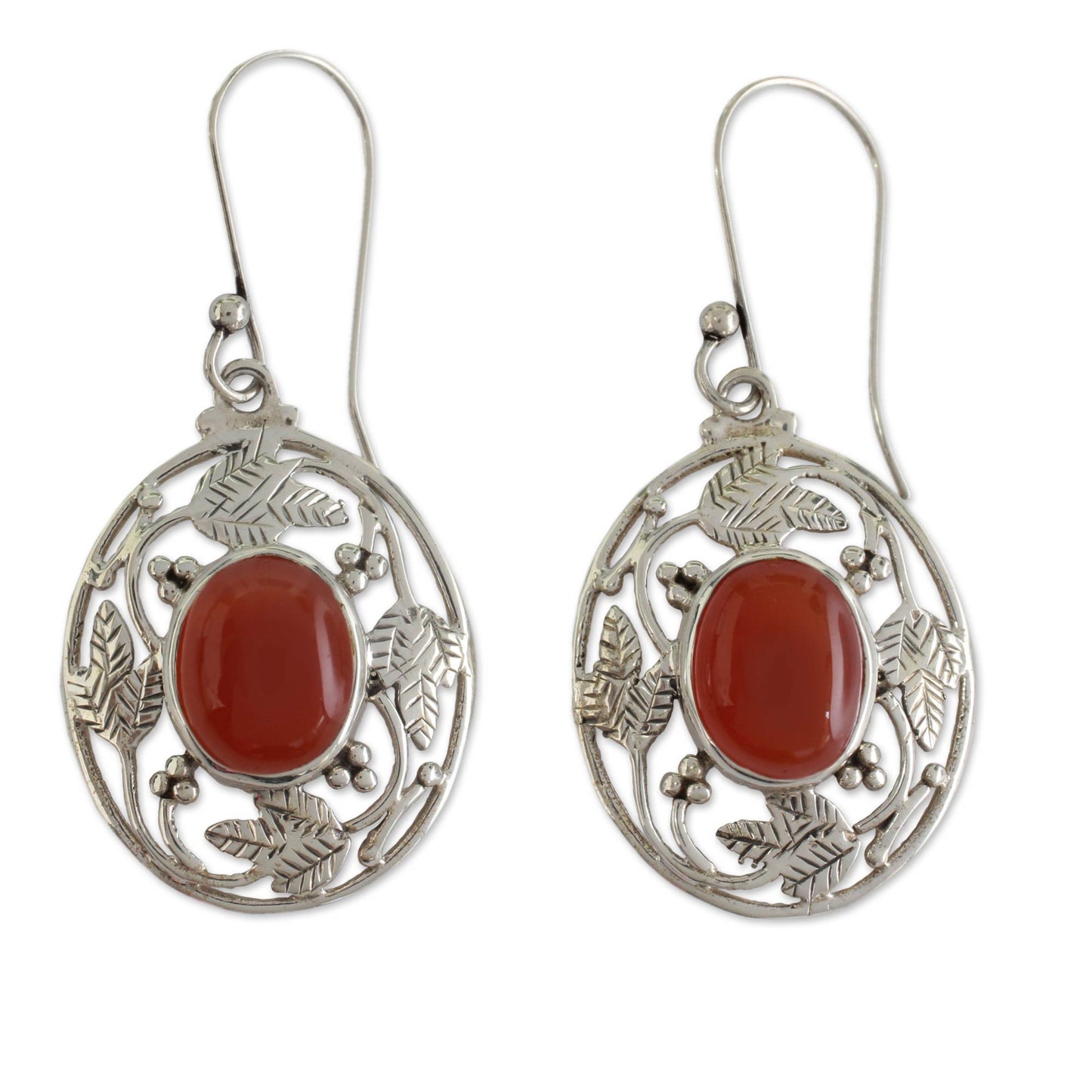 Fiery Avatar Fair Trade Sterling Silver Carnelian Earrings