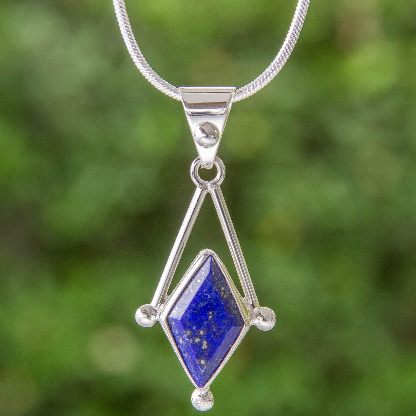 Spark of Blue Lapis Lazuli and 950 Silver Artisan Necklace