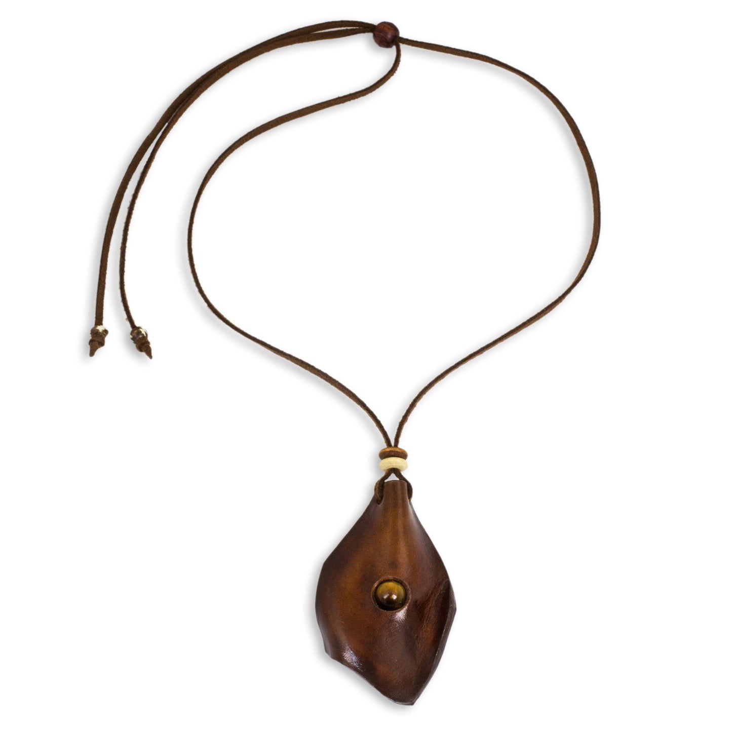 Tiger's Eye & Leather Men's Pendant Necklace