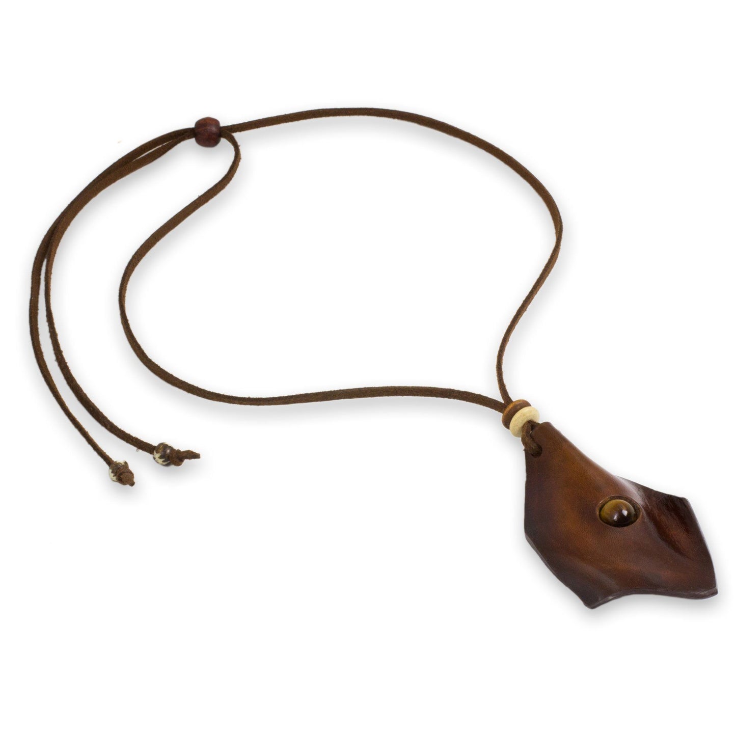 Tiger's Eye & Leather Men's Pendant Necklace