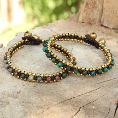 Happy Times Fair Trade Beaded Bracelets with Serpentine and Agate (Pair)