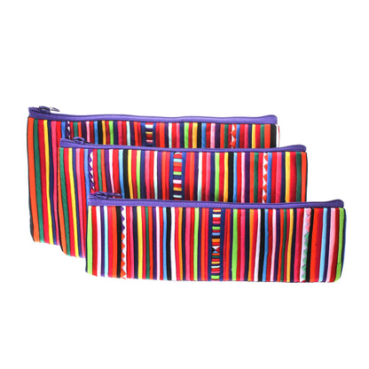 Purple Lisu Chic Purple Striped Makeup Cases from Thailand (Set of 3)