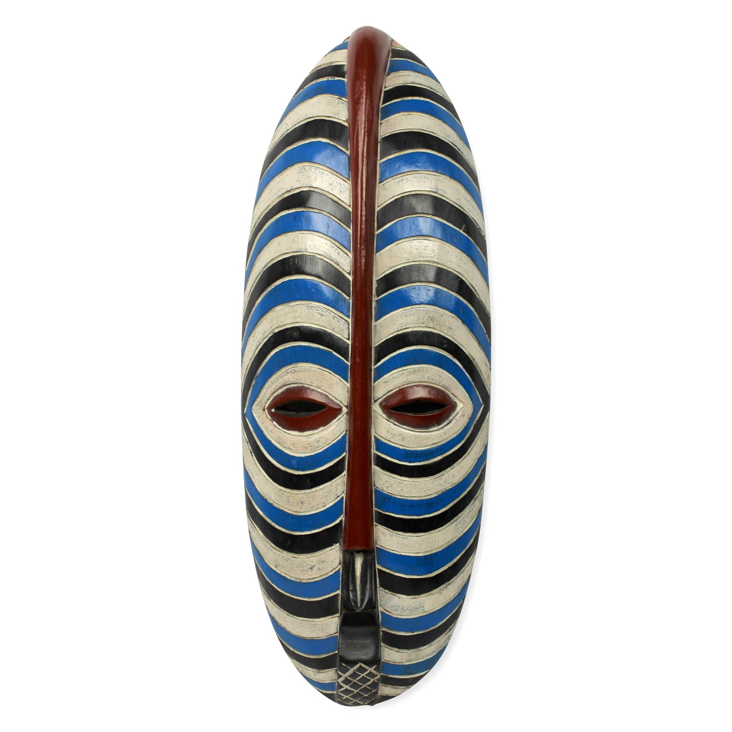 Brotherly Love Blue and White Stripes African Mask from Ghana