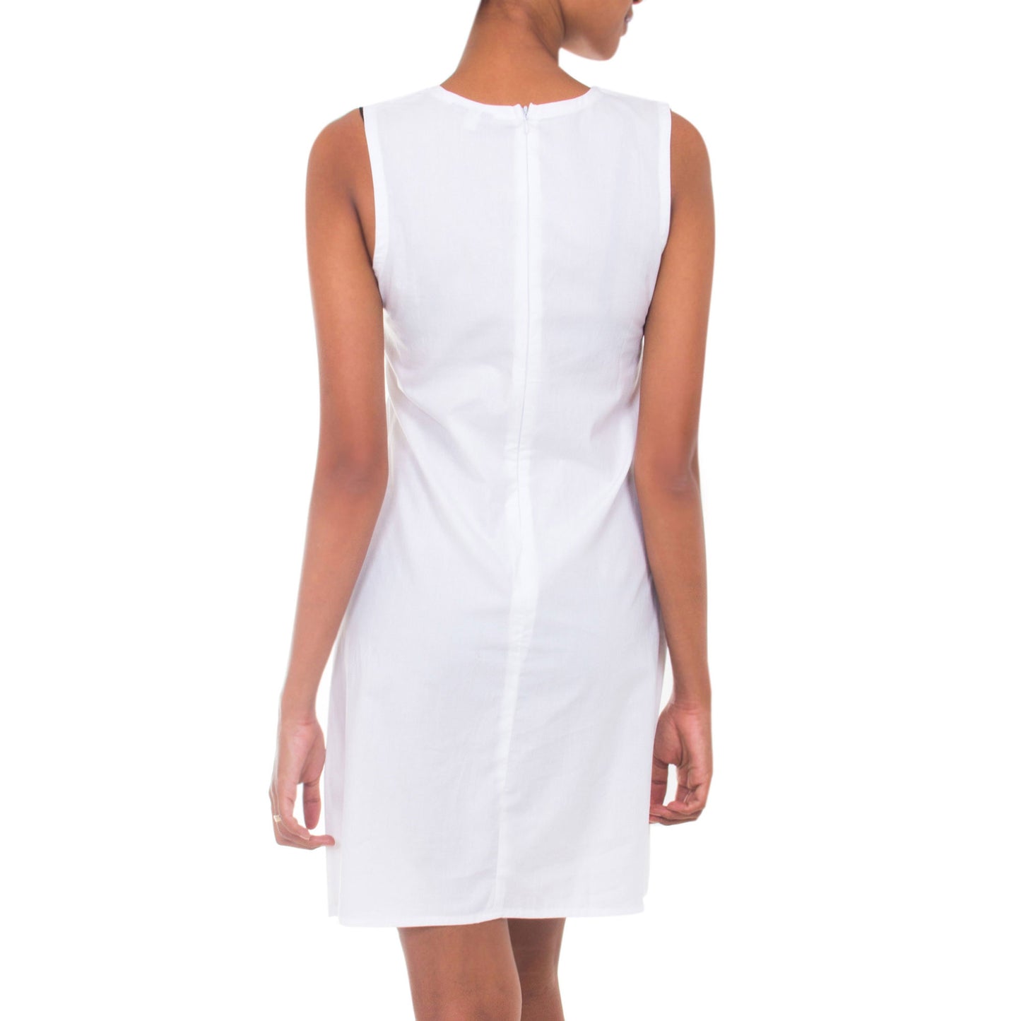 Lily in White Cotton Shift Dress