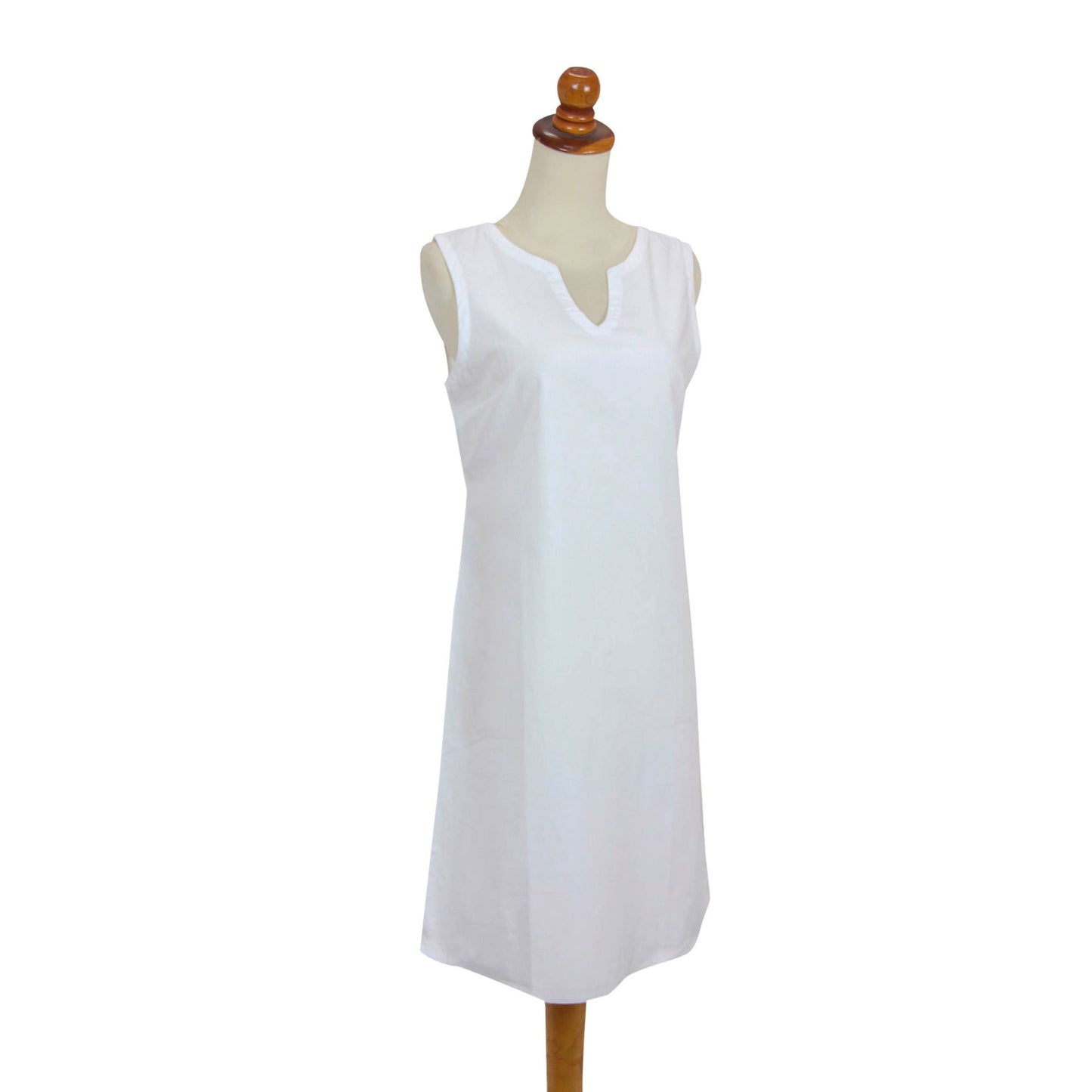 Lily in White Cotton Shift Dress