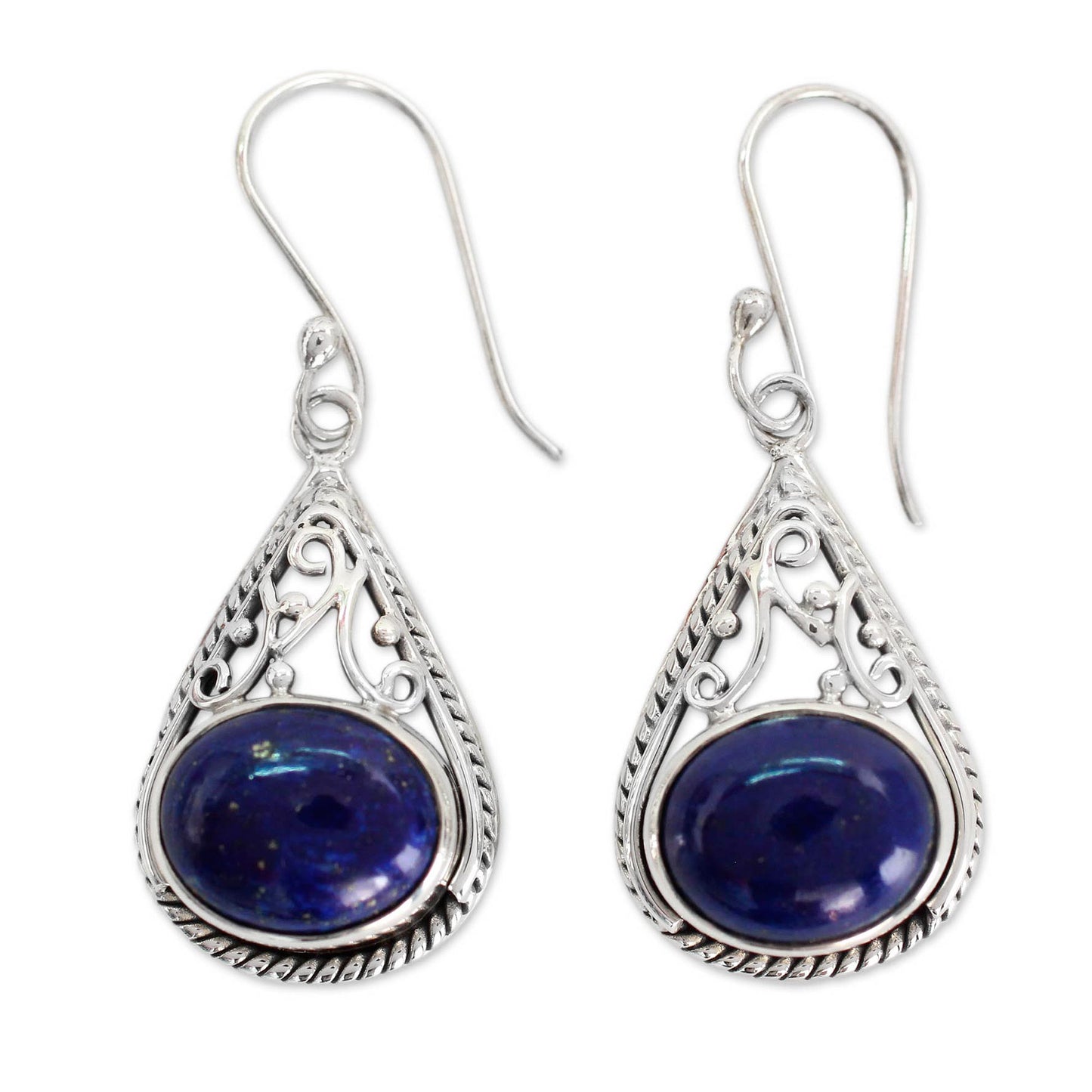 Royal Grandeur Fair Trade Lapis Lazuli and Sterling Silver Earrings