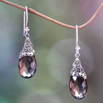 Glamorous Fair Trade Smoky Quartz and Sterling Silver Dangle Earrings