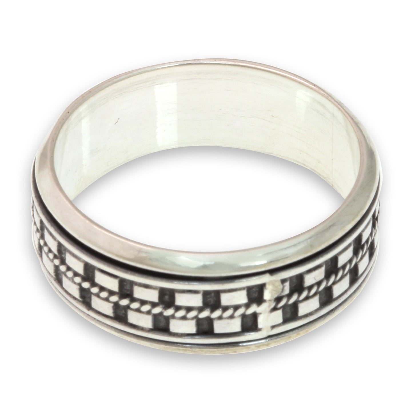 Long Journey Silver Braid Spinner Ring