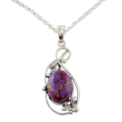 Splendor Purple Composite Turquoise Silver Necklace from India