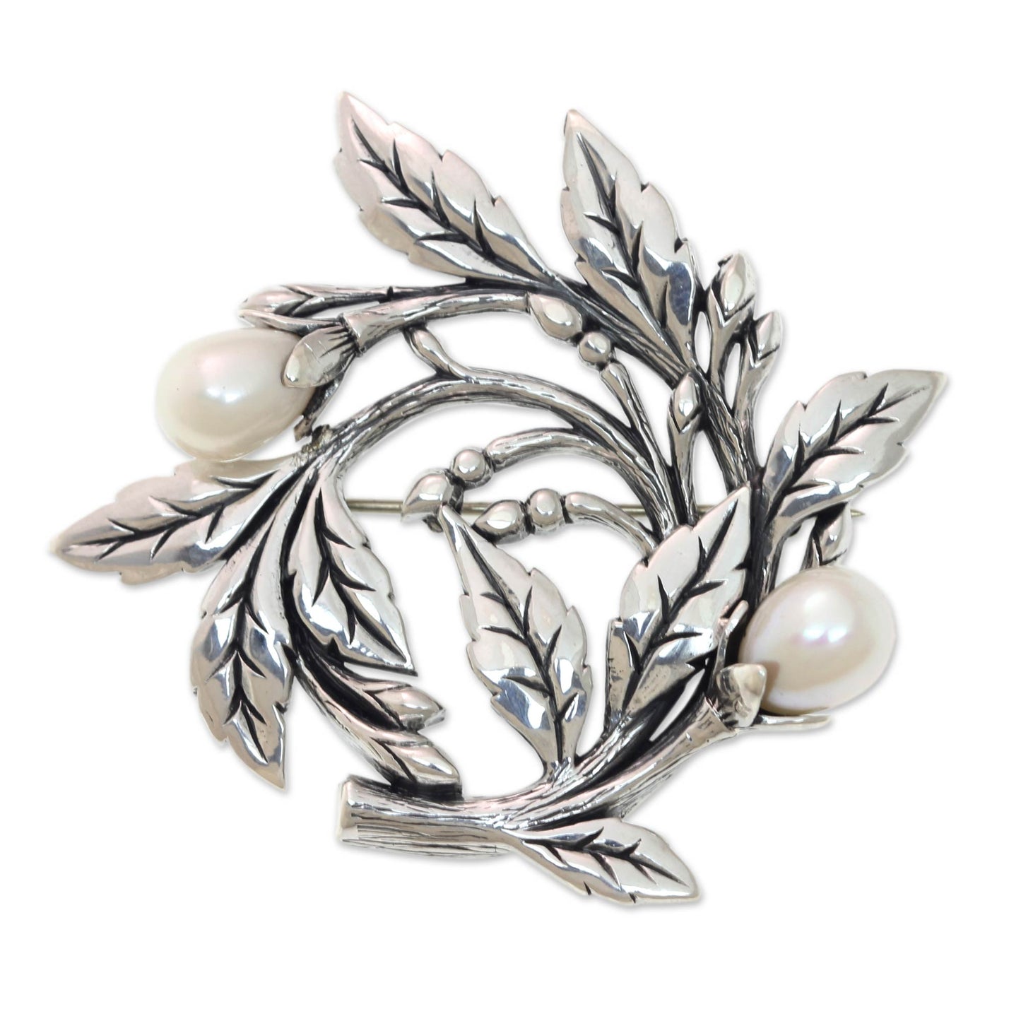 Budding Cotton Sterling Silver Brooch